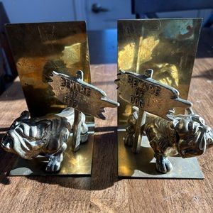 Vintage “Beware of Dog” brass bookends